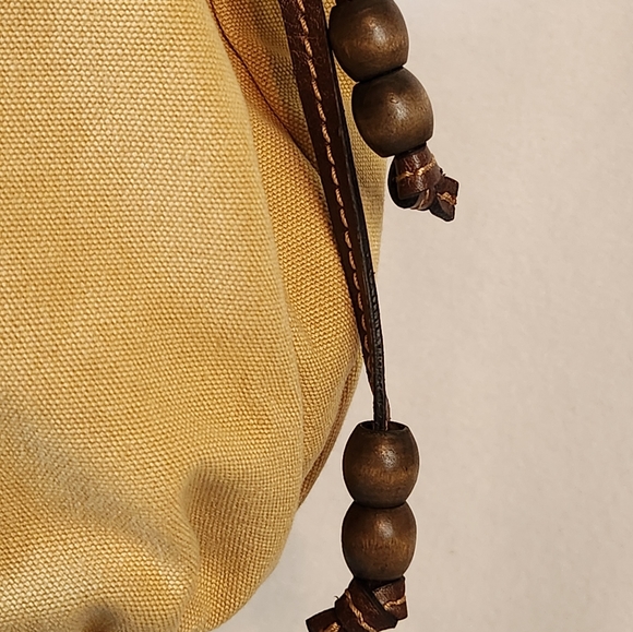 💙💙Fossil Hobo Canvas Handbag EUC Multi Strip Leather Trim - Picture 3 of 16